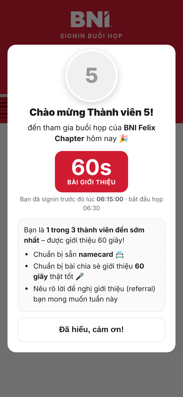 Chào mừng thành viên
